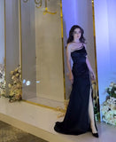Classy Mermaid One Shoulder Black Tie Formal Prom Gown Summer Wedding Guest Dress Bridal Guest Dresses Wedding Outfits For Guest HZ1121