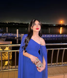 Classy A Line One Shoulder Royal Blue Sleeveless Chiffon Formal Long Prom Gown Summer Wedding Guest Dress Bridal Guest Dresses Wedding Outfits For Guest HZ1121