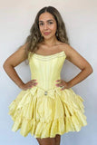 Cute Strapless A-Line Beaded Mini Homecoming Dresses 18th Birthday Dresses Hoco Dress 21st Birthday Outfit Cocktail Dresses HZ1121