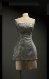 Cute A line Strapless Silver Short Sequin Formal 8th Grade Homecoming Dress Summer Middle School Hoco Dresses Birthday Outfits HZ1121