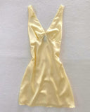 Cute A line V Neck Yellow Short Formal 8th Grade Homecoming Dress Summer Middle School Hoco Dresses Birthday Outfits HZ1121