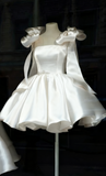 Pretty Ball Gown Spaghetti Straps Pink Satin Short Mini Formal 8th Grade Homecoming Dress Summer Middle School Hoco Dresses Birthday Outfits HZ1121
