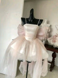 Vintage Ball Gown Spaghetti Straps Pink Tulle Short Mini Formal 8th Grade Homecoming Dress Summer Middle School Hoco Dresses Birthday Outfits HZ1121