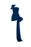 Cute Sheath Strapless Navy Blue Satin Short Mini Formal 8th Grade Homecoming Dresses Summer Middle School Hoco Dress Birthday Outfits HZ1121