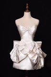 Simple Wedding Dress Sheath Strapless Summer Short Wedding Dresses Bride Dress Bridal Gowns With Bow HZ1121