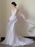 Sexy Mermaid Sweetheart Light Lilac Tulle Prom Dresses Party Dress Summer 20th Birthday Outfits Birthday Dresses HZ1121
