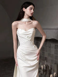 Pretty Wedding Dress Mermaid Sweetheart White Long Satin Wedding Dresses Bridal Gowns Brides Gown HZ1121