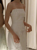 Vintage Wedding Dress Sheath Strapless Ivory Bow-knot Summer Beach Long Wedding Dresses Bridal Gowns HZ1121