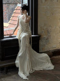 Vintage Wedding Dress A Line Spaghetti Straps Ivory Summer Beach Long Wedding Dresses Bridal Gowns HZ1121