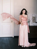 Sexy A line One Shoulder Pink Satin Sleeveless Prom Dresses Party Dress Summer Birthday Outfits Birthday Dresses HZ1121