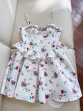 Pretty A line Spaghetti Straps White Floral Summer 16th Birthday Dresses For Teens Hoco Dress Mini 18th Birthday Outfit Cocktail Dresses For Women HZ1121