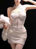 Pretty Sheath Halter White Sequin Summer 16th Birthday Dresses For Teens Hoco Dress Mini 18th Birthday Outfit Cocktail Dresses For Women HZ1121
