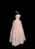 Pretty Ball Gown Strapless Tulle Light Pink Long Quinceanera Dress Formal Gowns Vestido De 15 Anos Sweet 16 Dress HZ1121