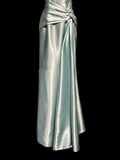 Vintage A line Strapless Sleeveless Light Sky Blue Satin Petite Mother Of Bride Dress Party Gown Floor Length For Summer Women Wedding HZ1121