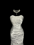Vintage Mermaid Sweetheart White Satin Long Prom Dresses Party Dress 20th Birthday Outfits Graduation Dresses HZ1121