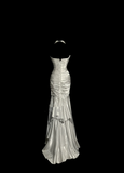 Vintage Mermaid Sweetheart White Satin Long Prom Dresses Party Dress 20th Birthday Outfits Graduation Dresses HZ1121