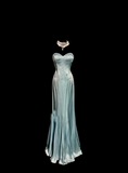 Vintage Mermaid Sweetheart Light Sky Blue Satin Long Prom Dresses Party Dress 20th Birthday Outfits Graduation Dresses HZ1121