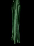 Vintage Mermaid Halter Dark Green 90s Chiffon Long Prom Dresses Party Dress 21st Birthday Outfits Graduation Dresses HZ1121