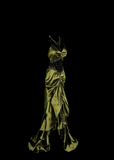 Vintage Mermaid Halter Olive Green 1950s Retro Classy Satin Long Prom Dresses Party Dress 21st Birthday Outfits Graduation Dresses HZ1121