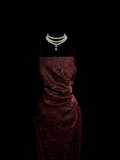 Vintage Sheath Spaghetti Straps Wine Red 90s Long Prom Dresses Party Dress 30th Birthday Outfits Graduation Dresses HZ1121