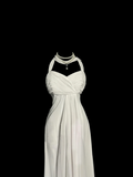 Vintage Bridal Dress Sheath Halter Chiffon White Long Wedding Dress Simple Wedding Dresses Modest Wedding Gowns HZ1121