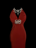 Vintage Mermaid V Neck Red 1950s Retro Classy Chiffon Long Prom Dresses Party Dress 21st Birthday Outfits Graduation Dresses HZ1121
