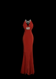 Vintage Mermaid V Neck Red 1950s Retro Classy Chiffon Long Prom Dresses Party Dress 21st Birthday Outfits Graduation Dresses HZ1121