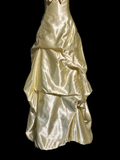Vintage Ball Gown Strapless Yellow Satin 90s Long Prom Dresses Party Dress 30th Birthday Outfits Graduation Dresses HZ1121