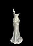 Vintage Mermaid One Shoulder Satin 90s Long Prom Dresses Party Dress 30th Birthday Outfits Graduation Dresses HZ1121