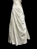 Vintage Bridal Dress A line One Shoulder Ivory Satin Long Wedding Dress Simple Wedding Dresses Modest Wedding Gowns HZ1121