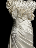 Vintage Bridal Dress A line One Shoulder Ivory Satin Long Wedding Dress Simple Wedding Dresses Modest Wedding Gowns HZ1121