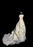 Vintage Bridal Dress Ball Gown Strapless Ivory Taffeta Long Wedding Dress Retro Wedding Dresses Modest Wedding Gowns HZ1121