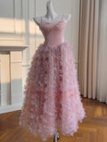 Elegant A line Spaghetti Straps Pink Long Evening Party Gowns Evening Formal Dresses Prom Dress HZ1121