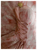 Elegant A line Square Pink Lace Sleeveless Chiffon Long Evening Party Gowns Evening Formal Dresses Prom Dress HZ1121