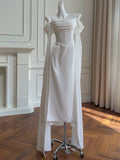Elegant A line Spaghetti Straps Sleeveless White Chiffon Long Evening Party Gowns Evening Formal Dresses Prom Dress HZ1121