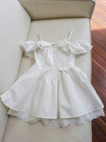 Pretty A line Spaghetti Straps White Summer 16th Birthday Dresses For Teens Hoco Dress Mini 18th Birthday Outfit Cocktail Dresses For Women HZ1121
