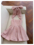 Pretty Ball Gown Square Neck Pink Sequin Summer 16th Birthday Dresses For Teens Hoco Dress Mini 18th Birthday Outfit Cocktail Dresses For Women HZ1121