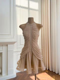 Pretty Sheath High Neck Champagne Summer 16th Birthday Dresses For Teens Hoco Dress Mini 18th Birthday Outfit Cocktail Dresses For Women HZ1121