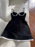 Trendy A line Spaghetti Straps Black Sleeveless Formal Short 8th Grade Homecoming Dress Summer Middle School Hoco Dresses Cocktail Dress Birthday Outfits HZ1121