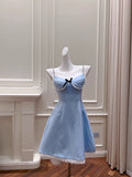 Trendy A line Spaghetti Straps Blue Formal Short 8th Grade Homecoming Dress Summer Middle School Hoco Dresses Cocktail Dress Birthday Outfits HZ1121