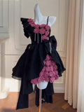 Cute Ball Gown Straps Lace Flowers Short Summer 18th Birthday Dresses Hoco Dress Mini 21st Birthday Outfit Cocktail Dresses HZ1121