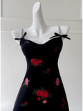Trendy A line Spaghetti Straps Black Floral Short 8th Grade Homecoming Dress Summer Middle School Hoco Dresses Cocktail Dress Birthday Outfits HZ1121
