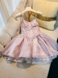 Trendy Ball Gown Spaghetti Straps Pink Tulle Short 8th Grade Homecoming Dress Summer Middle School Hoco Dresses Cocktail Dress Birthday Outfits HZ1121
