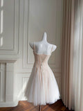 Cute A line Spaghetti Straps Champagne Formal Short 8th Grade Homecoming Dress Summer Middle School Hoco Dresses Birthday Outfits HZ1121