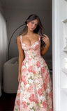 Modest A line Floral Ankle Length Formal Prom Gown Summer Wedding Guest Dress Bridal Guest Dresses Wedding Outfits For Guest HZ1121
