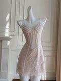 Cute A line Spaghetti Straps Champagne Lace Formal Short 8th Grade Homecoming Dress Summer Middle School Hoco Dresses Birthday Outfits HZ1121