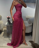 Sexy Mermaid Sweetheart Black Girl Sequin With Split Cut Prom Dresses Party Dress Summer 20th Birthday Outfits Birthday Dresses HZ1121