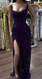 Classy Mermaid Strapless Black Girls Sequin Grape Sequin Long Prom Dresses Party Dress Birthday Outfits Graduation Dresses HZ1121