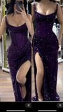Classy Mermaid Strapless Black Girls Sequin Grape Sequin Long Prom Dresses Party Dress Birthday Outfits Graduation Dresses HZ1121