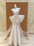 Pretty Wedding Dress Mermaid Sweetheart Ivory Long Satin Wedding Dresses Bridal Gowns HZ1121